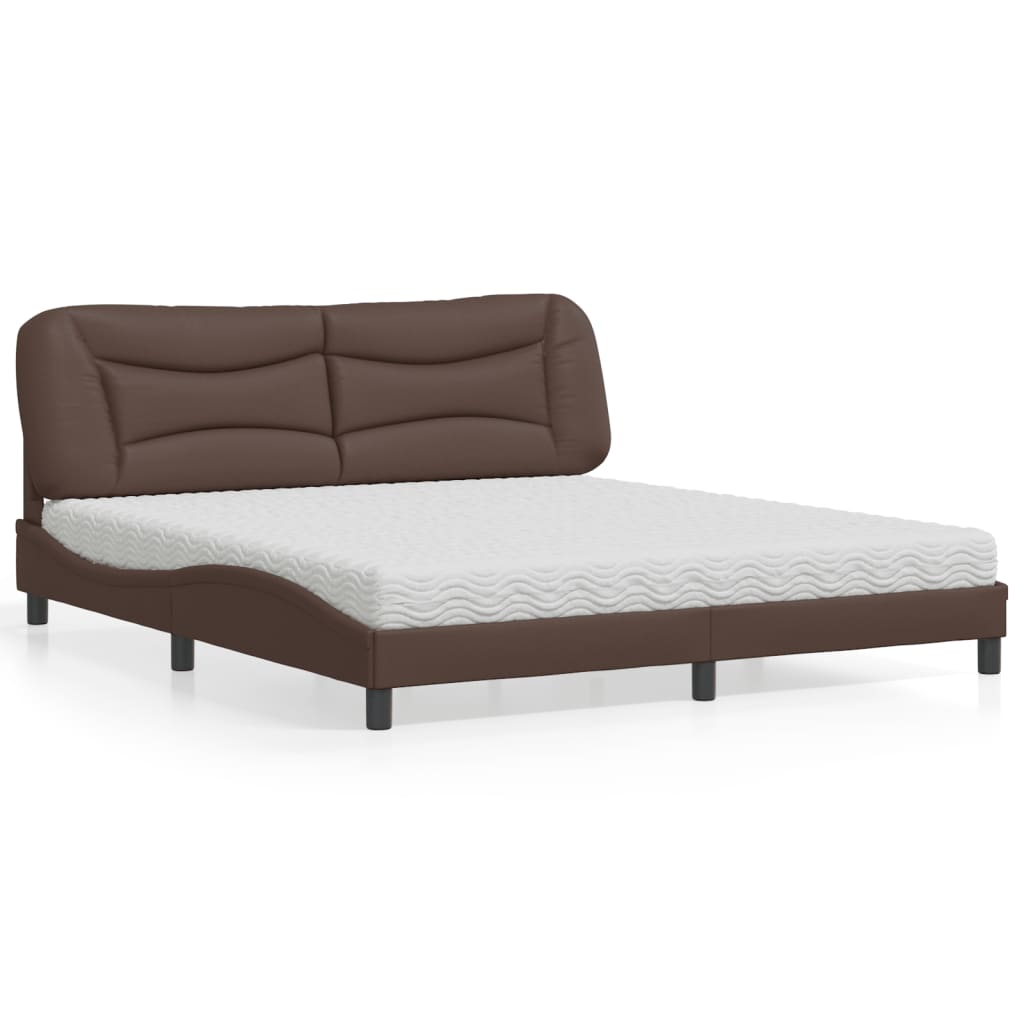 Bed met matras "Hvar" kunstleer bruin 180x200 cm is nu te koop bij PeponiXL, paradijselijk wonen!
