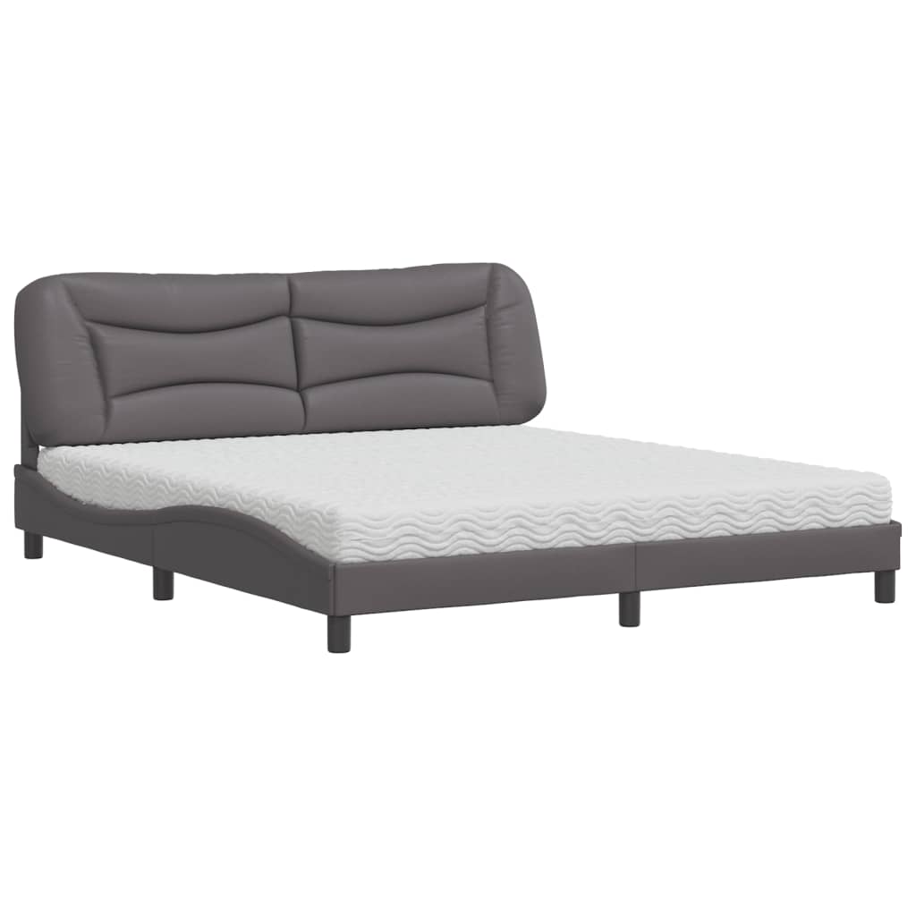 Bed met matras "Hvar" kunstleer grijs 180x200 cm is nu te koop bij PeponiXL, paradijselijk wonen!