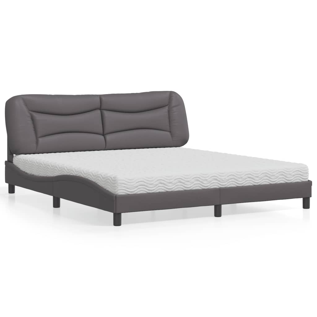 Bed met matras "Hvar" kunstleer grijs 180x200 cm is nu te koop bij PeponiXL, paradijselijk wonen!
