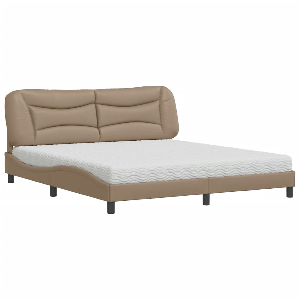 Bed met matras "Hvar" kunstleer cappuccinokleurig 180x200 cm is nu te koop bij PeponiXL, paradijselijk wonen!