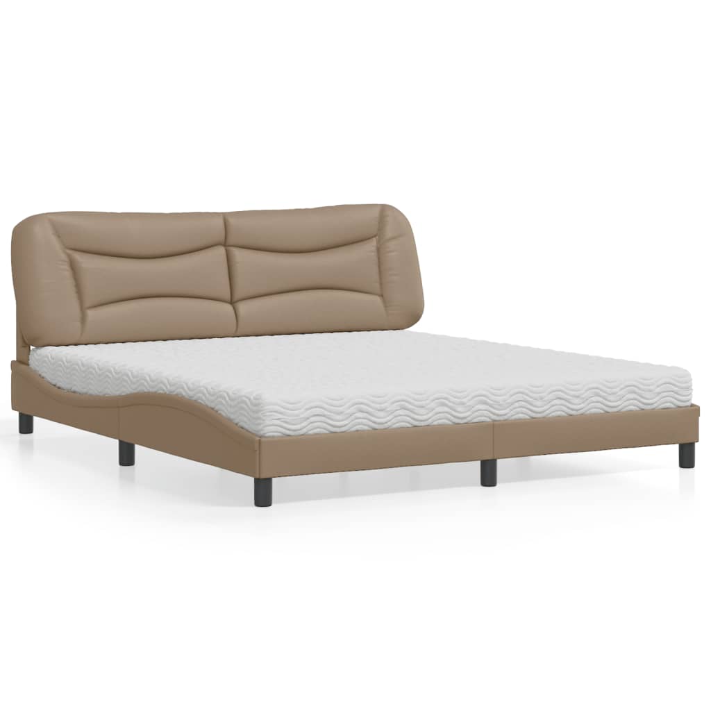 Bed met matras "Hvar" kunstleer cappuccinokleurig 180x200 cm is nu te koop bij PeponiXL, paradijselijk wonen!