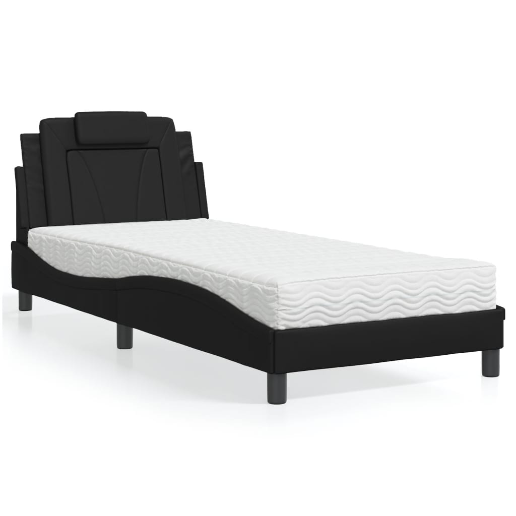Bed "Viana" met matras kunstleer zwart 80x200 cm is nu te koop bij PeponiXL, paradijselijk wonen!