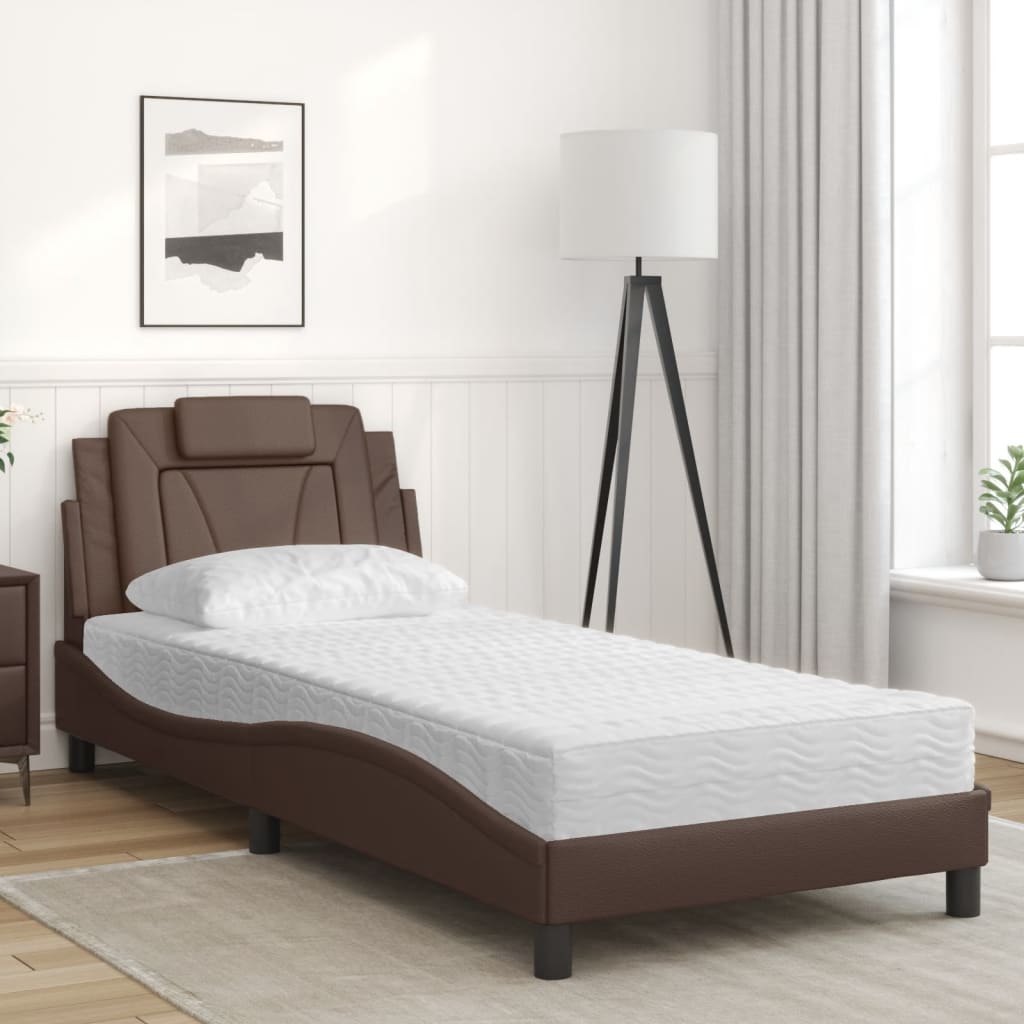 Bed "Viana" met matras kunstleer bruin 80x200 cm is nu te koop bij PeponiXL, paradijselijk wonen!