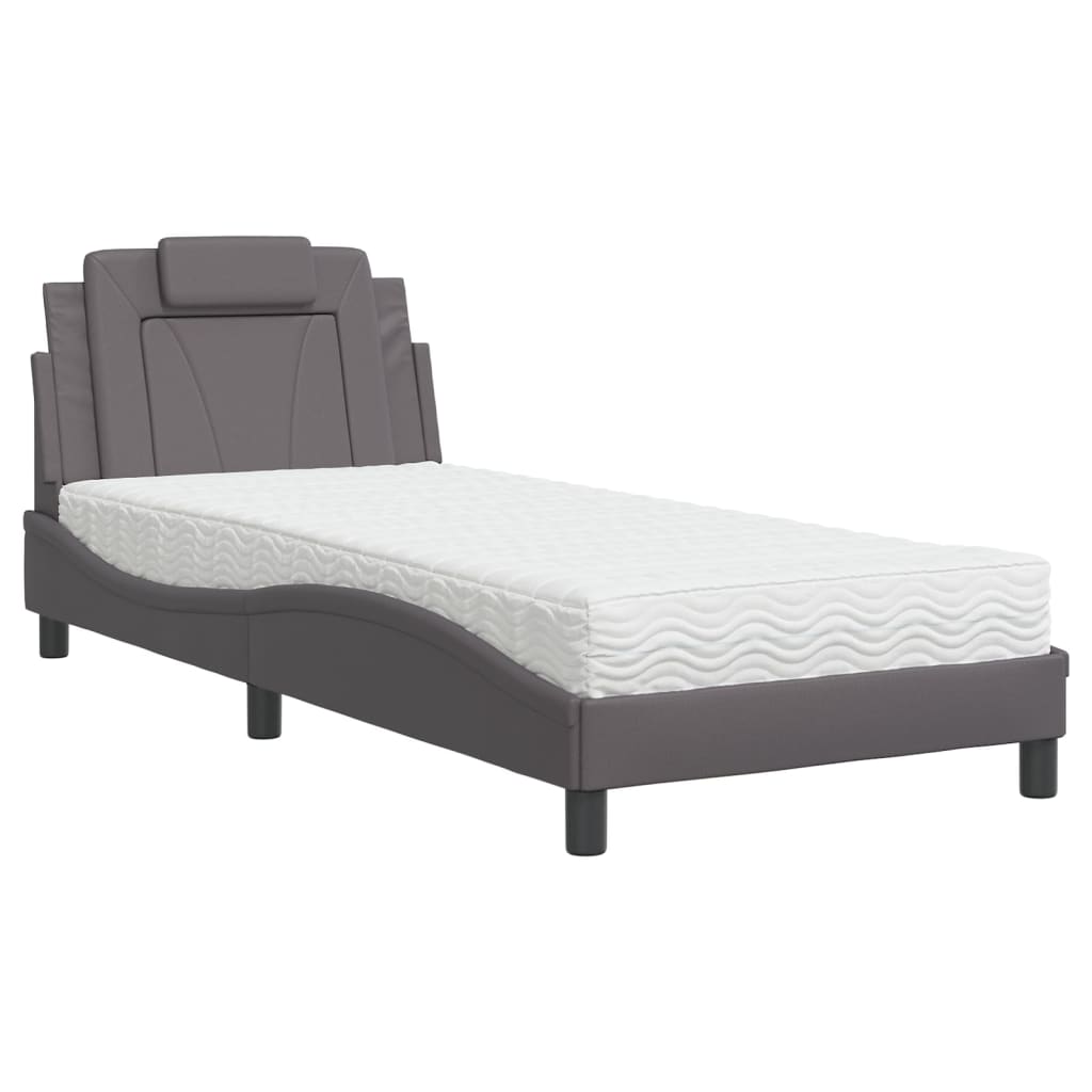 Bed "Viana" met matras kunstleer grijs 80x200 cm is nu te koop bij PeponiXL, paradijselijk wonen!