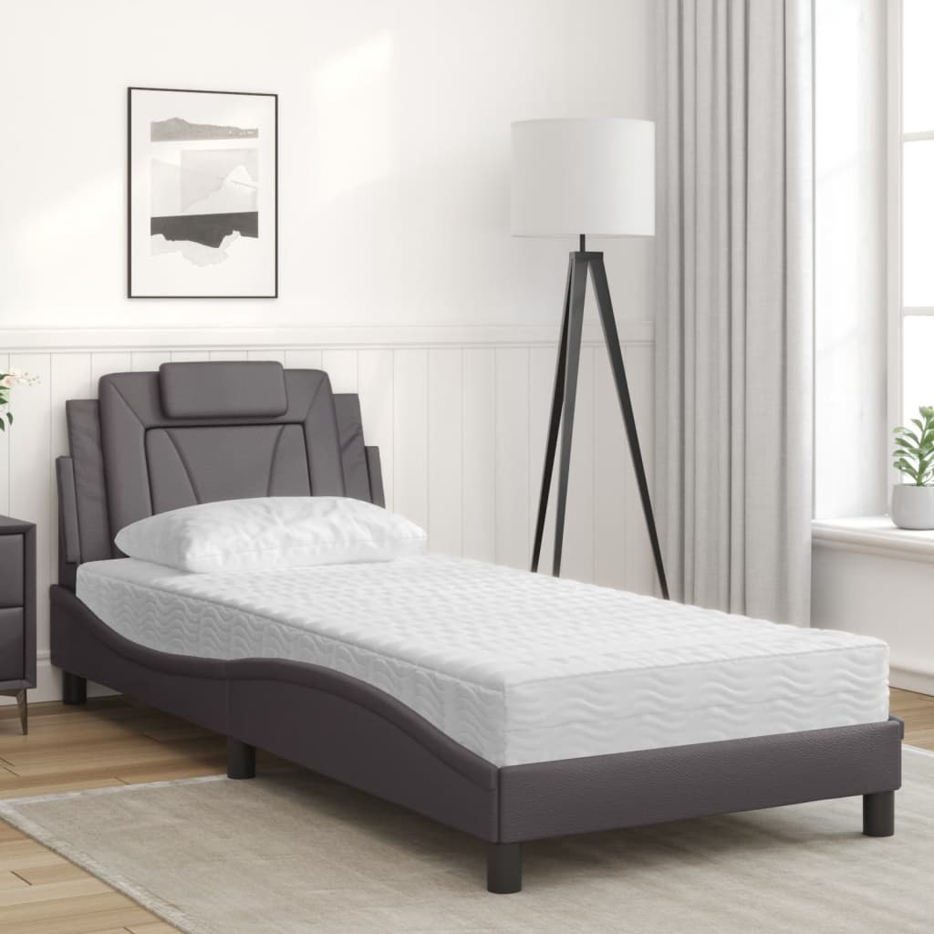 Bed "Viana" met matras kunstleer grijs 80x200 cm is nu te koop bij PeponiXL, paradijselijk wonen!