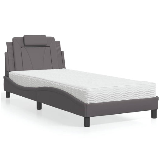 Bed "Viana" met matras kunstleer grijs 80x200 cm is nu te koop bij PeponiXL, paradijselijk wonen!