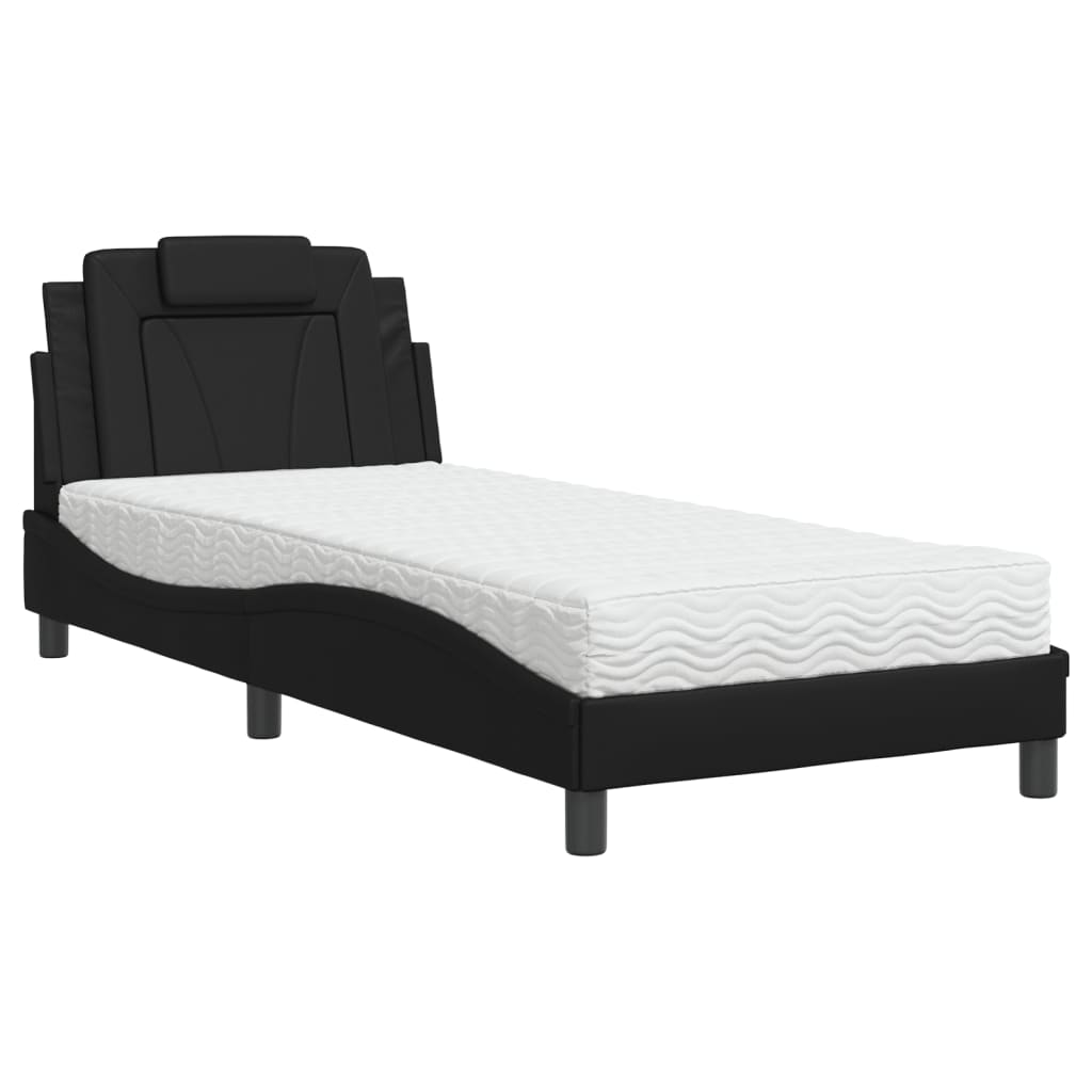Bed "Viana" met matras kunstleer zwart 90x190 cm is nu te koop bij PeponiXL, paradijselijk wonen!
