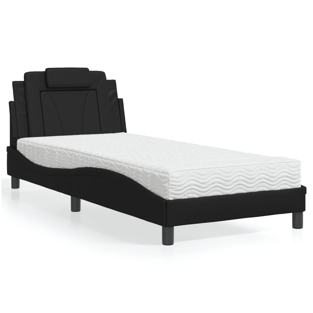 Bed "Viana" met matras kunstleer zwart 90x190 cm is nu te koop bij PeponiXL, paradijselijk wonen!