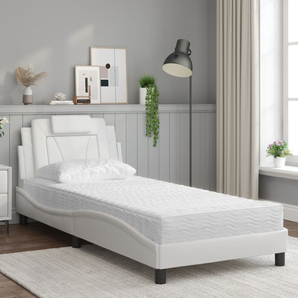 Bed "Viana" met matras kunstleer wit 90x190 cm is nu te koop bij PeponiXL, paradijselijk wonen!