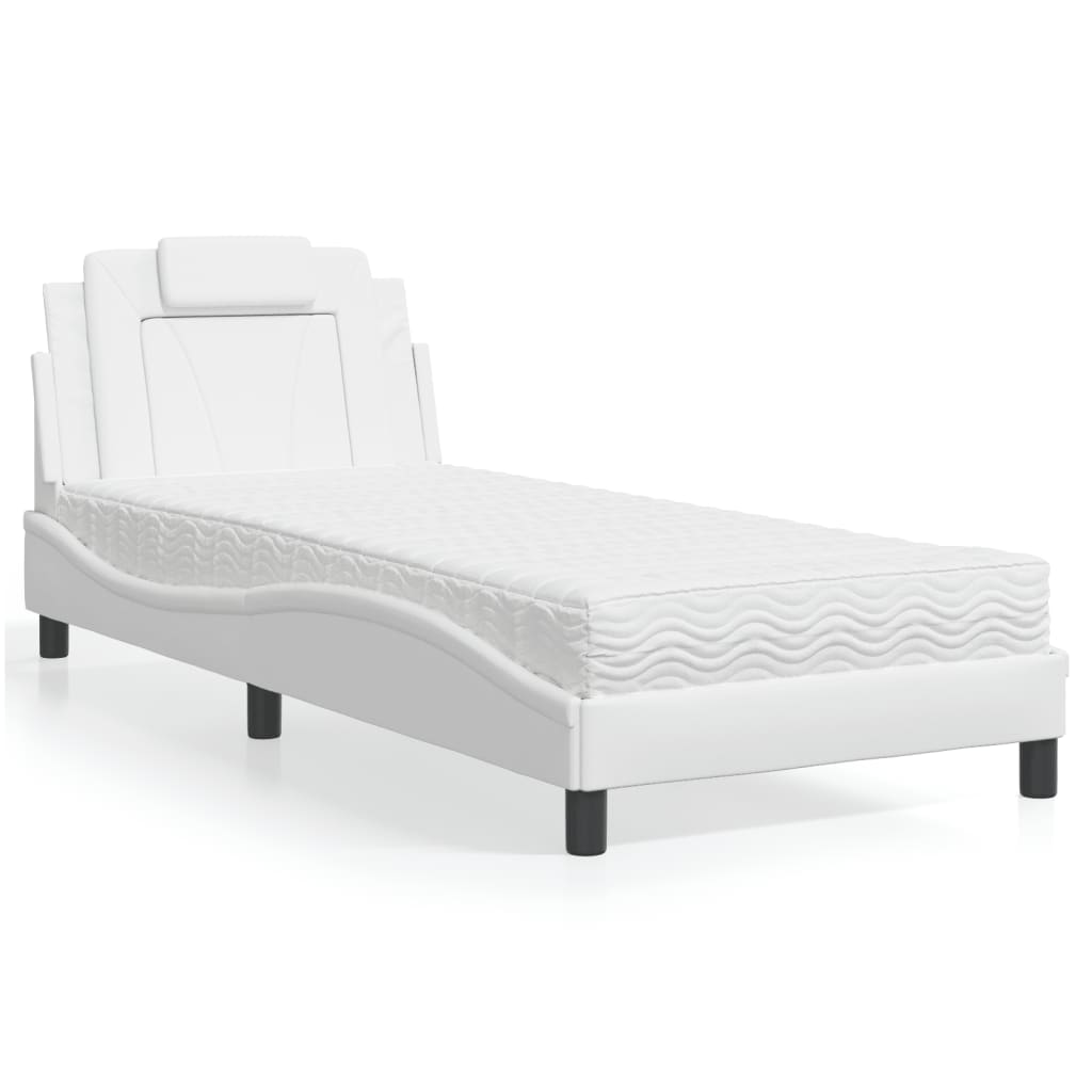Bed "Viana" met matras kunstleer wit 90x190 cm is nu te koop bij PeponiXL, paradijselijk wonen!