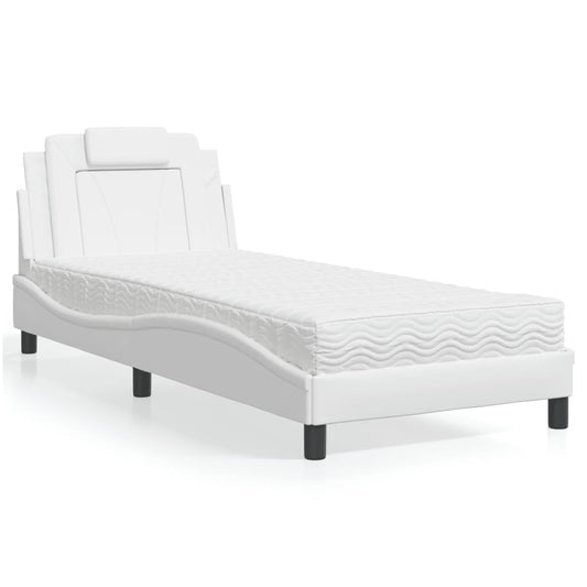 Bed "Viana" met matras kunstleer wit 90x190 cm is nu te koop bij PeponiXL, paradijselijk wonen!