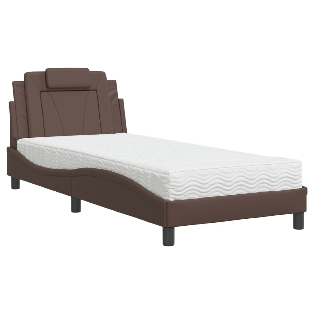 Bed "Viana" met matras kunstleer bruin 90x190 cm is nu te koop bij PeponiXL, paradijselijk wonen!