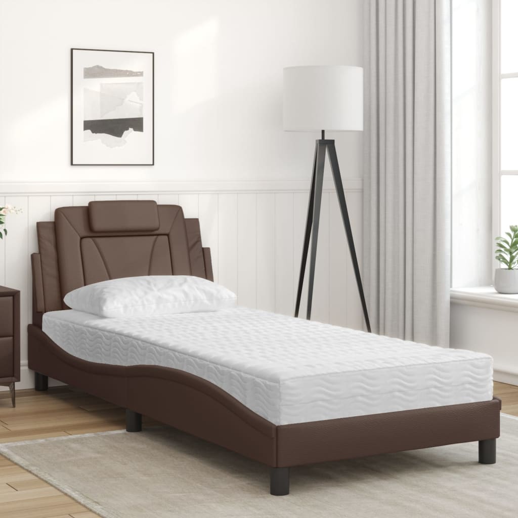 Bed "Viana" met matras kunstleer bruin 90x190 cm is nu te koop bij PeponiXL, paradijselijk wonen!