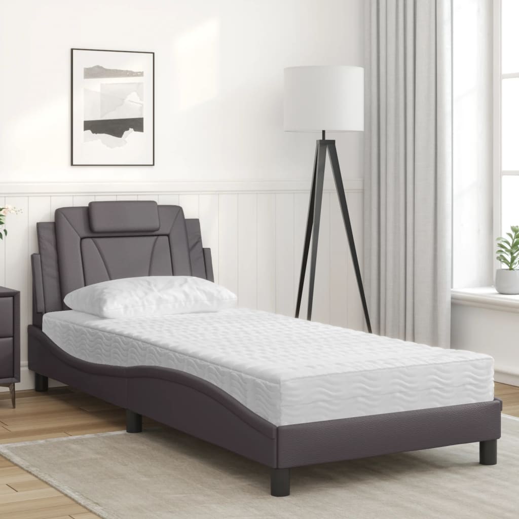 Bed "Viana" met matras kunstleer grijs 90x190 cm is nu te koop bij PeponiXL, paradijselijk wonen!