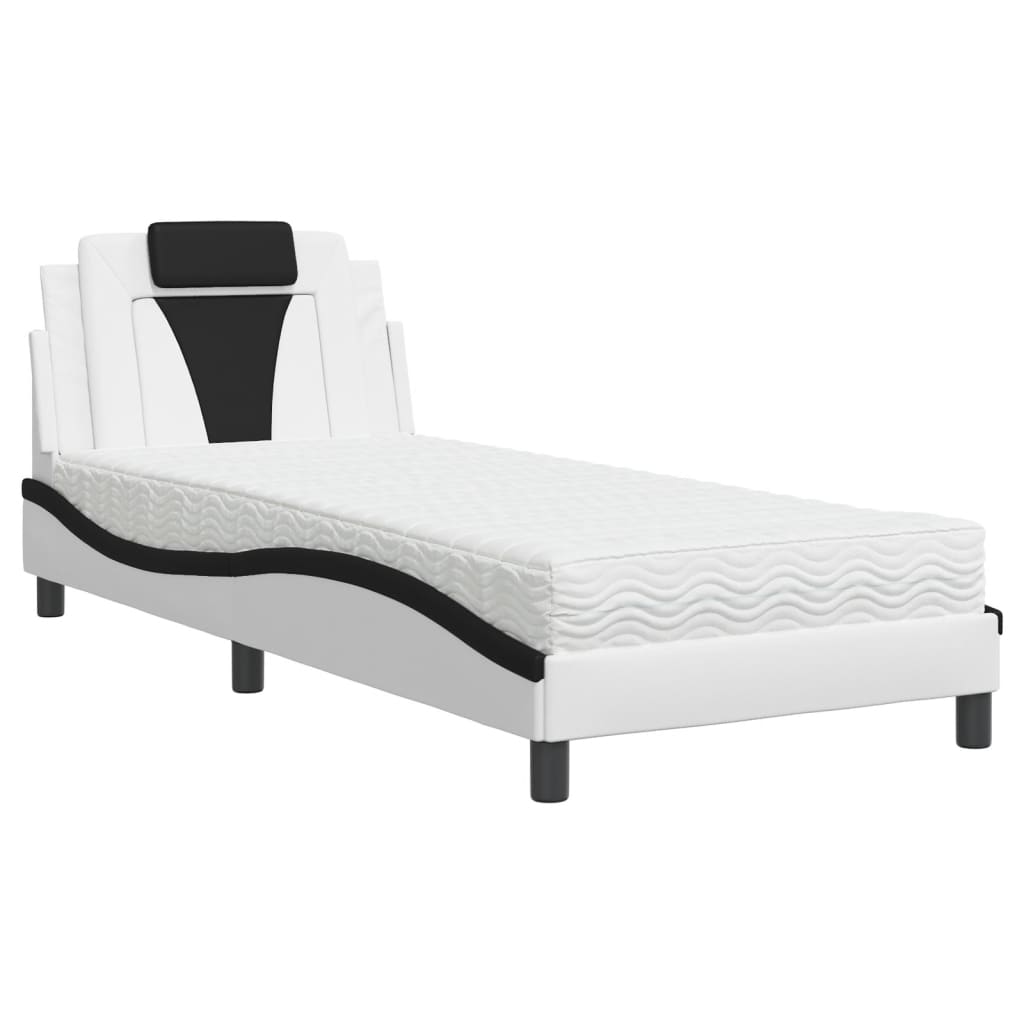 Bed "Viana" met matras kunstleer wit en zwart 90x190 cm is nu te koop bij PeponiXL, paradijselijk wonen!
