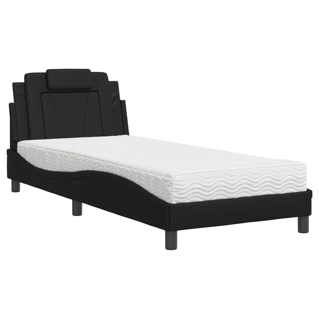 Bed "Viana" met matras kunstleer zwart 90x200 cm is nu te koop bij PeponiXL, paradijselijk wonen!