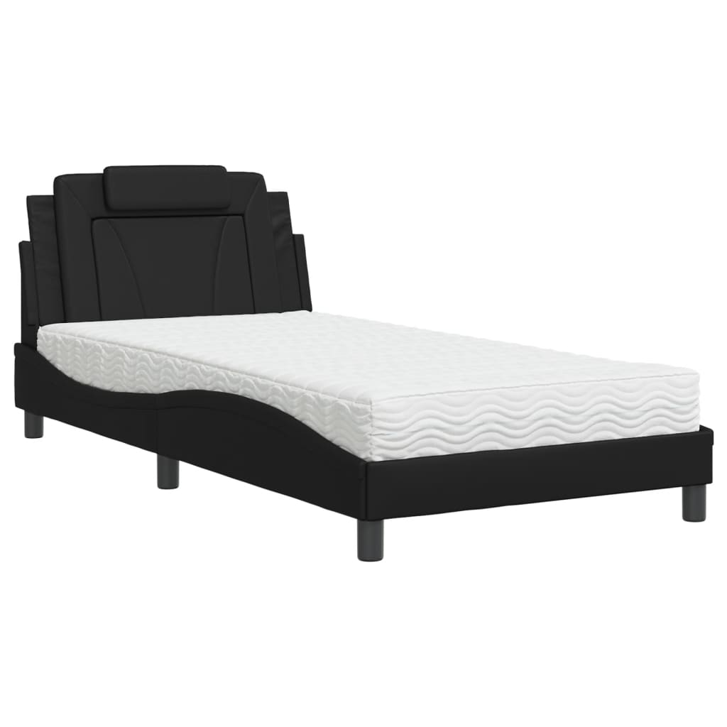 Bed "Viana" met matras kunstleer zwart 100x200 cm is nu te koop bij PeponiXL, paradijselijk wonen!