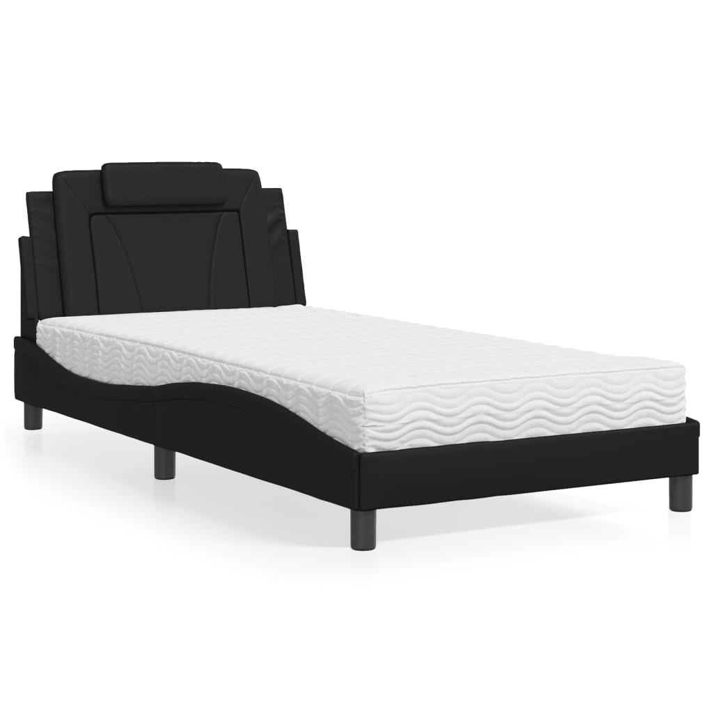 Bed "Viana" met matras kunstleer zwart 100x200 cm is nu te koop bij PeponiXL, paradijselijk wonen!