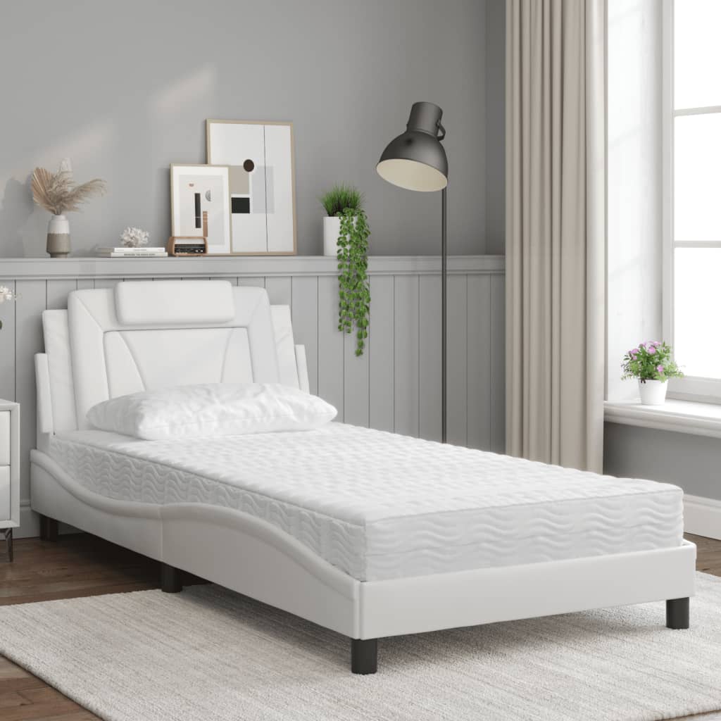 Bed "Viana" met matras kunstleer wit 100x200 cm is nu te koop bij PeponiXL, paradijselijk wonen!