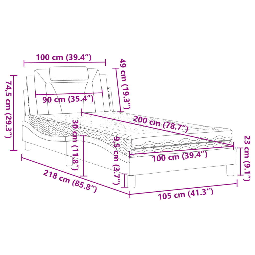 Bed "Viana" met matras kunstleer bruin 100x200 cm is nu te koop bij PeponiXL, paradijselijk wonen!
