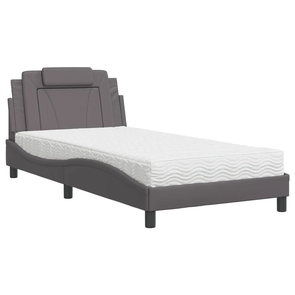 Bed "Viana" met matras kunstleer grijs 100x200 cm is nu te koop bij PeponiXL, paradijselijk wonen!
