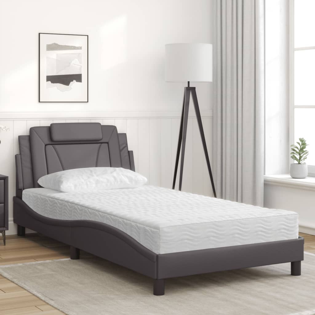 Bed "Viana" met matras kunstleer grijs 100x200 cm is nu te koop bij PeponiXL, paradijselijk wonen!