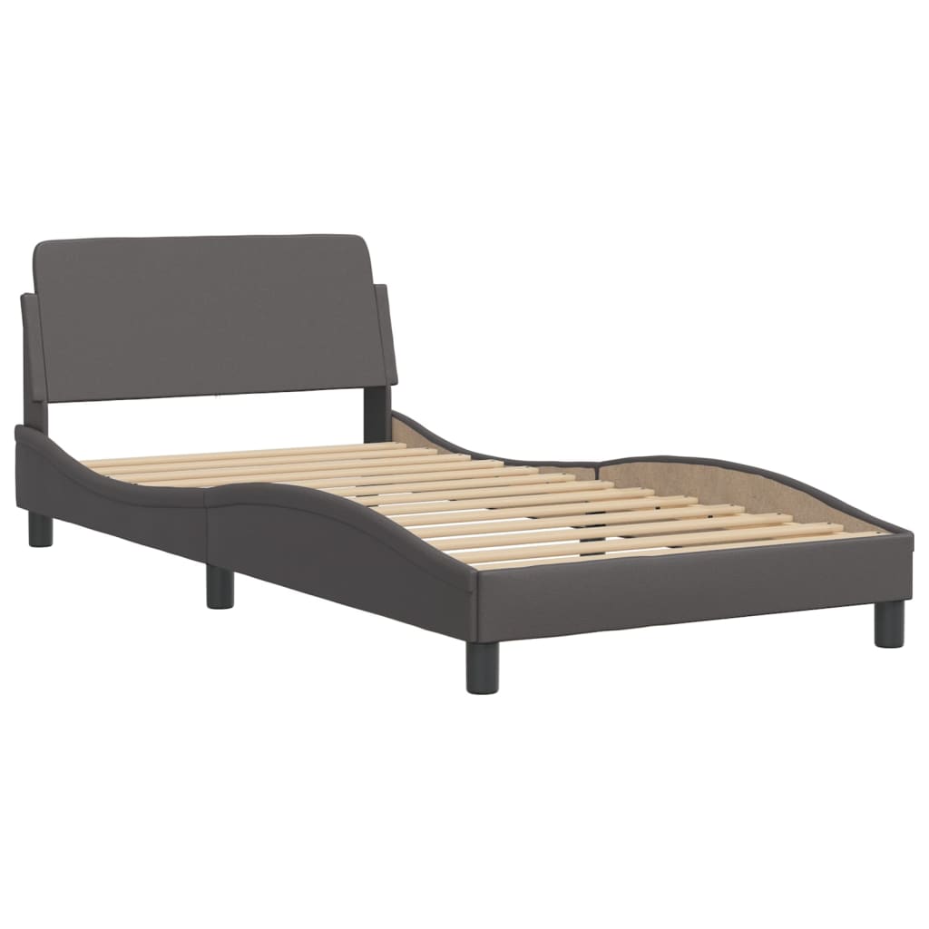 Bed "Viana" met matras kunstleer grijs 100x200 cm is nu te koop bij PeponiXL, paradijselijk wonen!