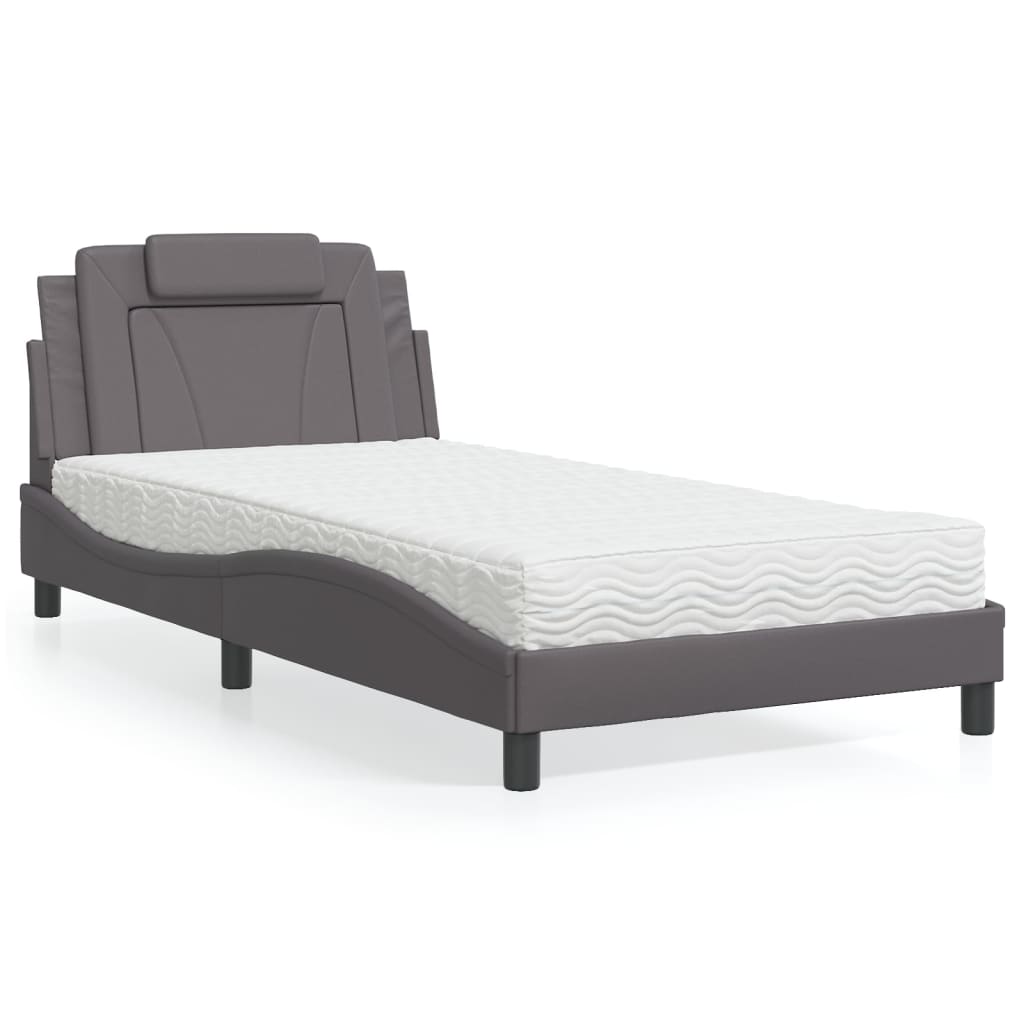 Bed "Viana" met matras kunstleer grijs 100x200 cm is nu te koop bij PeponiXL, paradijselijk wonen!