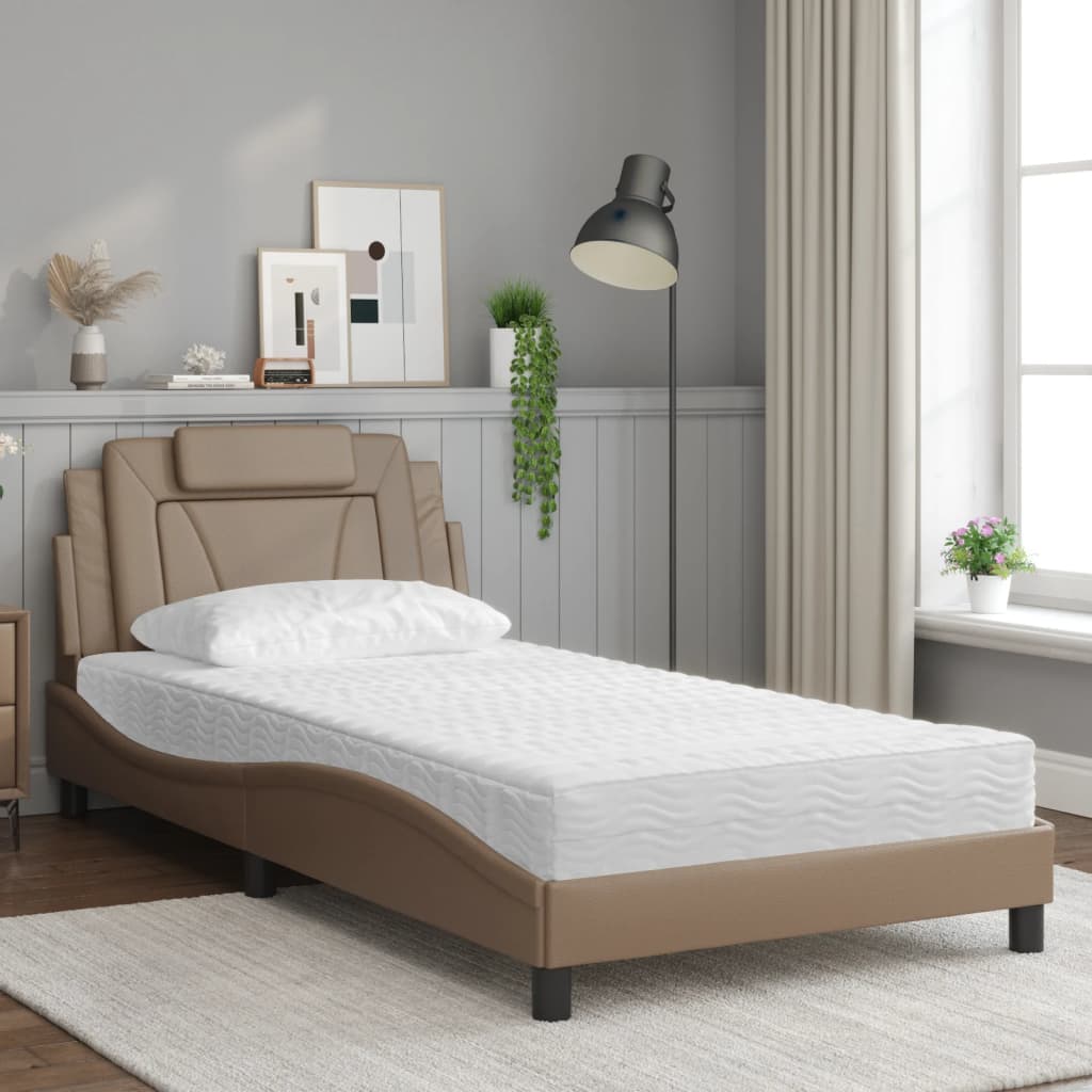 Bed "Viana" met matras kunstleer cappuccinokleurig 100x200 cm is nu te koop bij PeponiXL, paradijselijk wonen!