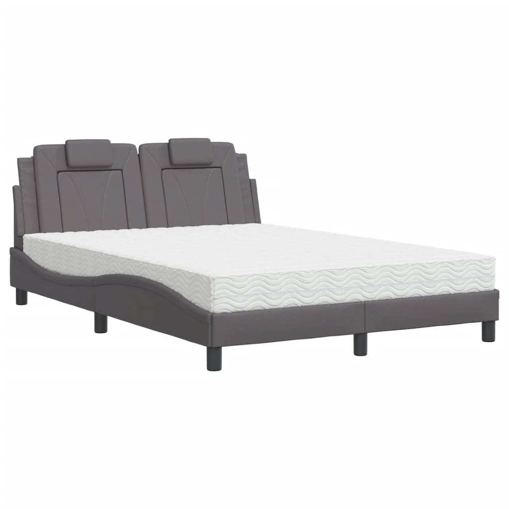 Bed "Viana" met matras kunstleer grijs 120x200 cm is nu te koop bij PeponiXL, paradijselijk wonen!
