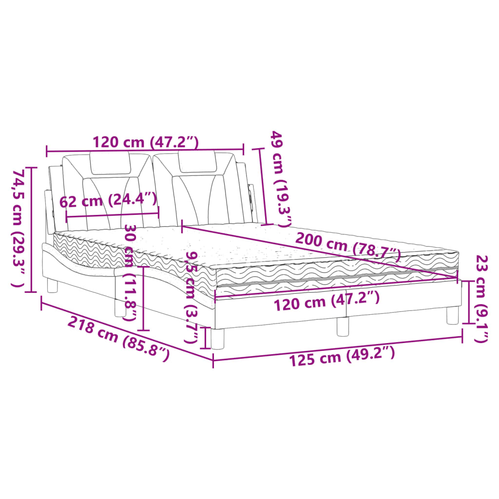 Bed "Viana" met matras kunstleer grijs 120x200 cm is nu te koop bij PeponiXL, paradijselijk wonen!