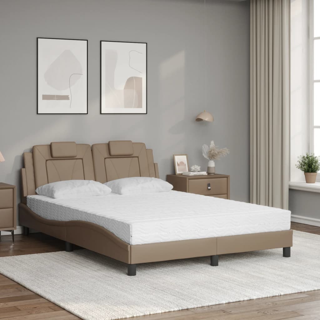 Bed "Viana" met matras kunstleer cappuccinokleurig 120x200 cm is nu te koop bij PeponiXL, paradijselijk wonen!