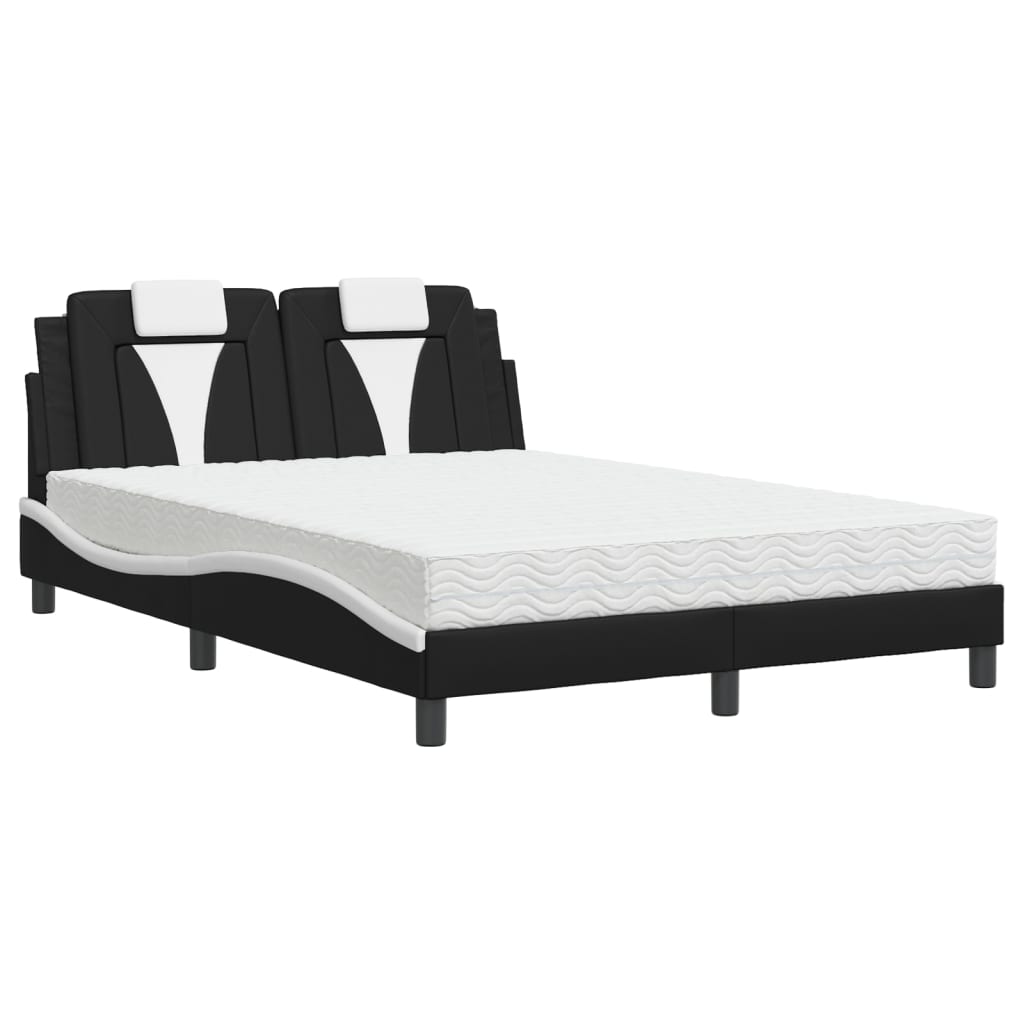 Bed "Viana" met matras kunstleer zwart en wit 120x200 cm is nu te koop bij PeponiXL, paradijselijk wonen!