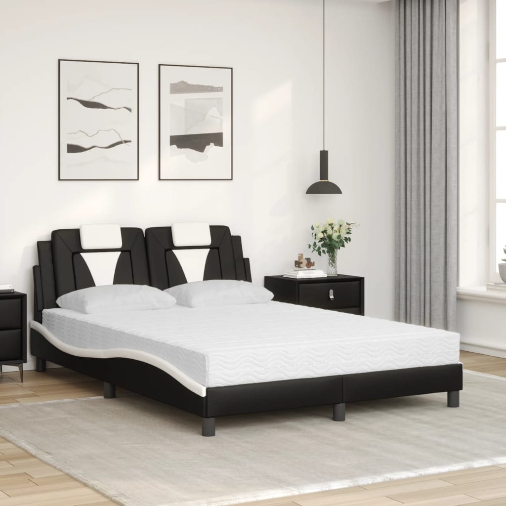 Bed "Viana" met matras kunstleer zwart en wit 120x200 cm is nu te koop bij PeponiXL, paradijselijk wonen!