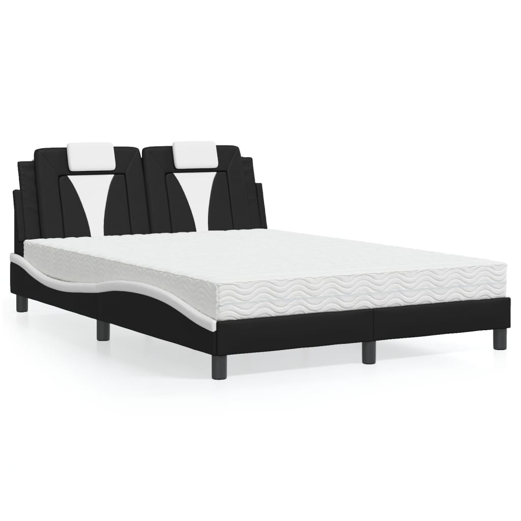 Bed "Viana" met matras kunstleer zwart en wit 120x200 cm is nu te koop bij PeponiXL, paradijselijk wonen!