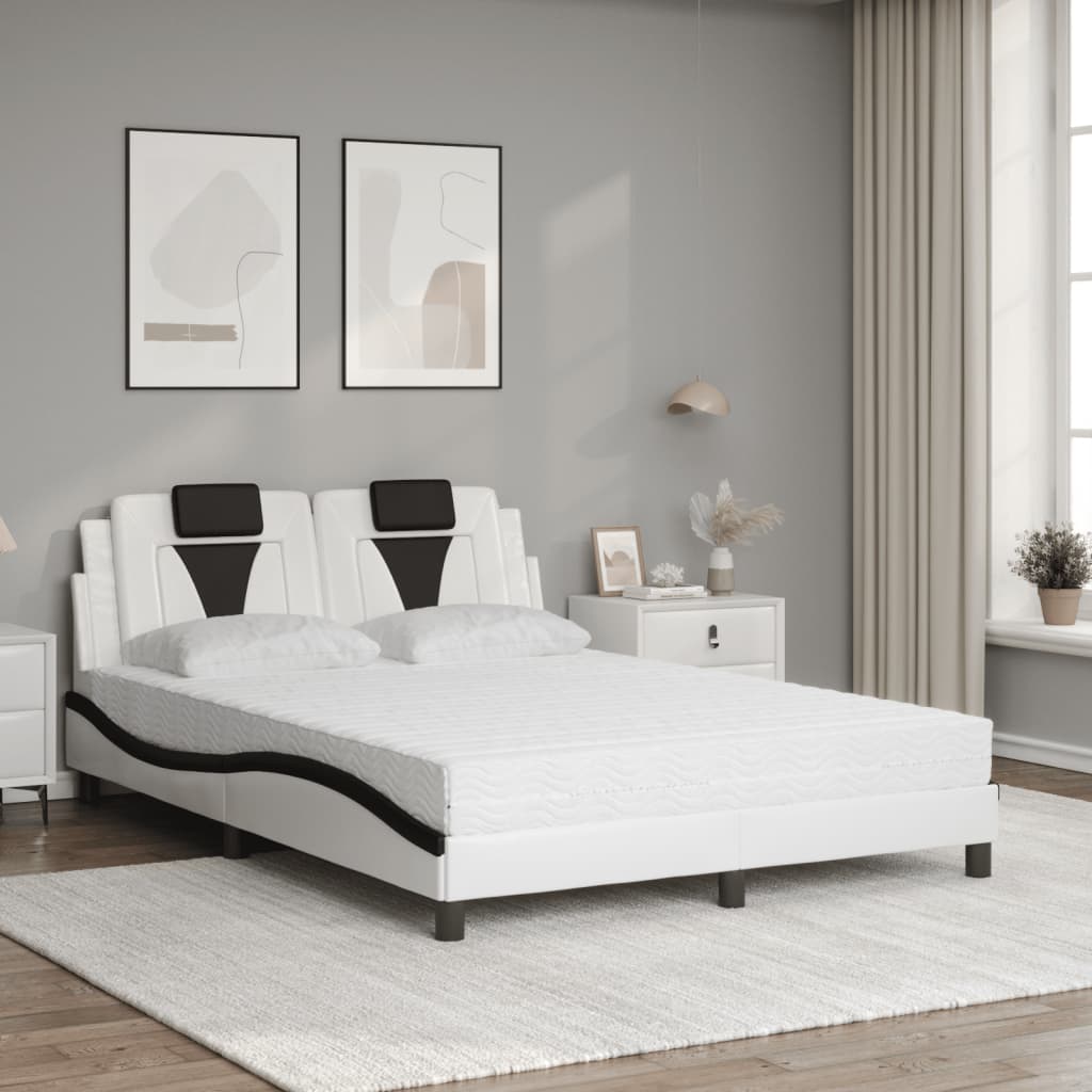 Bed "Viana" met matras kunstleer zwart en wit 120x200 cm is nu te koop bij PeponiXL, paradijselijk wonen!