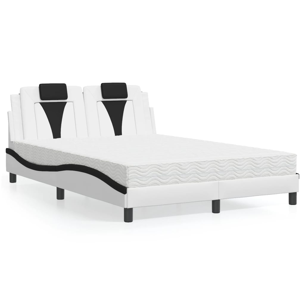 Bed "Viana" met matras kunstleer zwart en wit 120x200 cm is nu te koop bij PeponiXL, paradijselijk wonen!