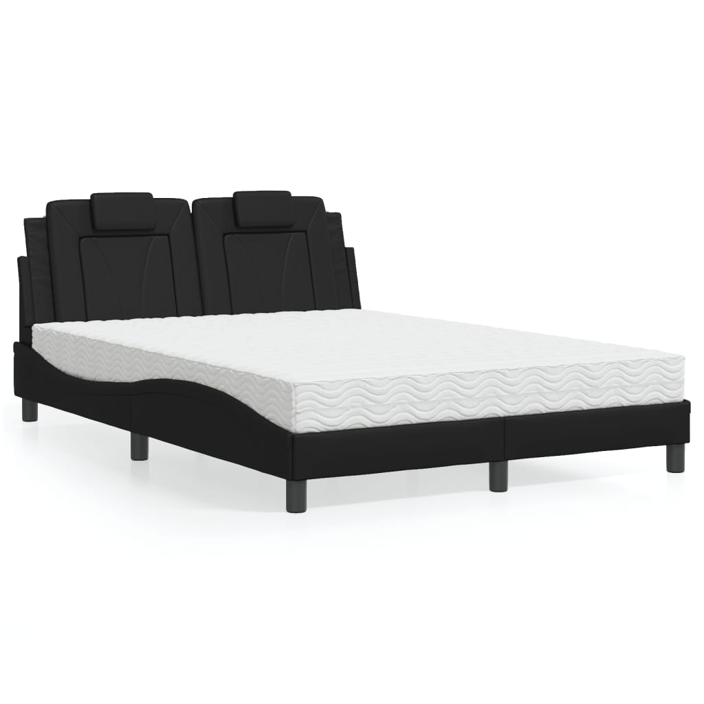 Bed "Viana" met matras kunstleer zwart 140x190 cm is nu te koop bij PeponiXL, paradijselijk wonen!