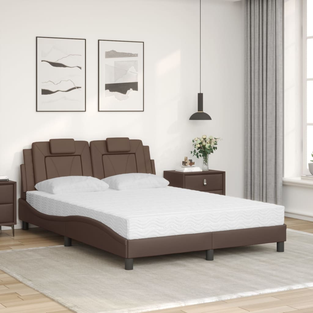 Bed "Viana" met matras kunstleer bruin 140x190 cm is nu te koop bij PeponiXL, paradijselijk wonen!