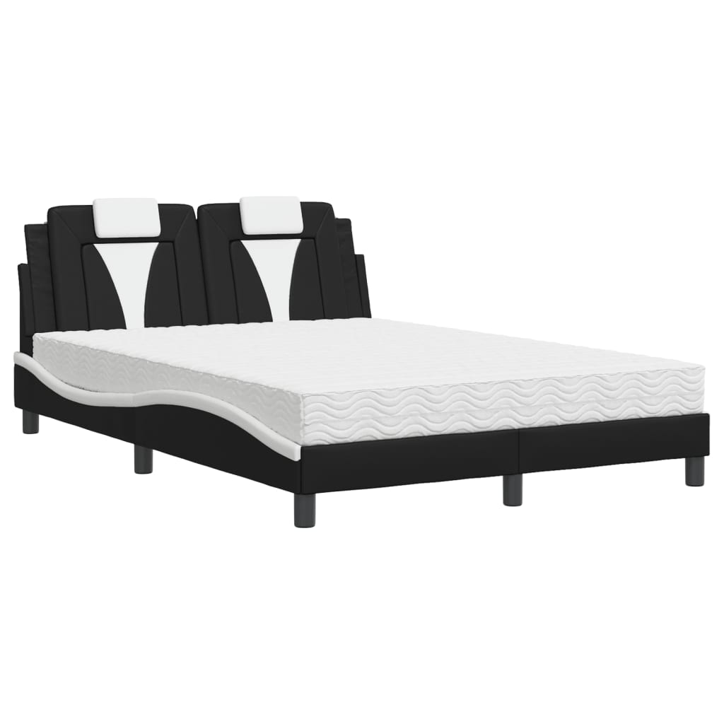Bed "Viana" met matras kunstleer zwart en wit 140x190 cm is nu te koop bij PeponiXL, paradijselijk wonen!