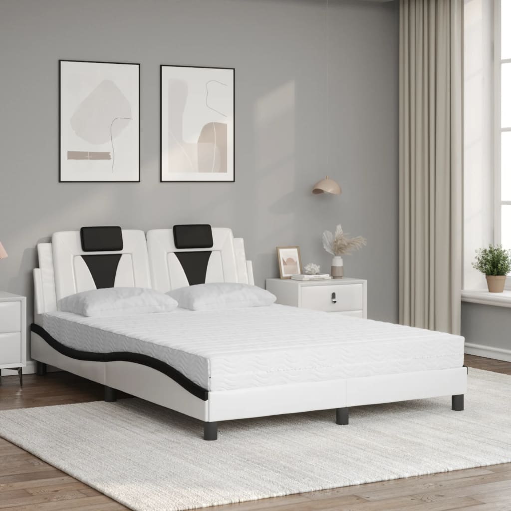 Bed "Viana" met matras kunstleer wit en zwart 140x190 cm is nu te koop bij PeponiXL, paradijselijk wonen!