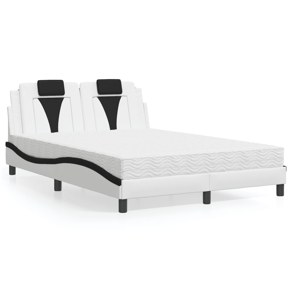 Bed "Viana" met matras kunstleer wit en zwart 140x190 cm is nu te koop bij PeponiXL, paradijselijk wonen!