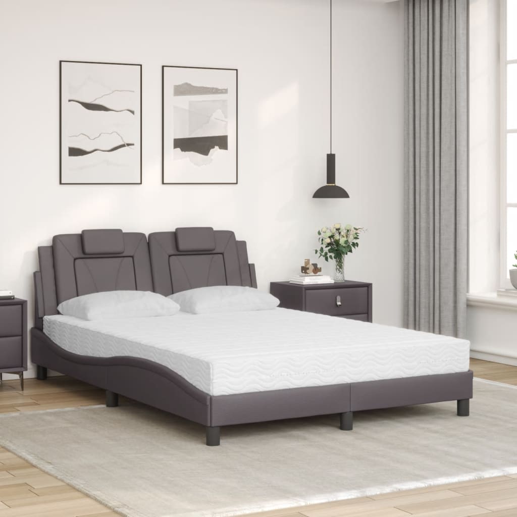 Bed "Viana" met matras kunstleer grijs 140x200 cm is nu te koop bij PeponiXL, paradijselijk wonen!