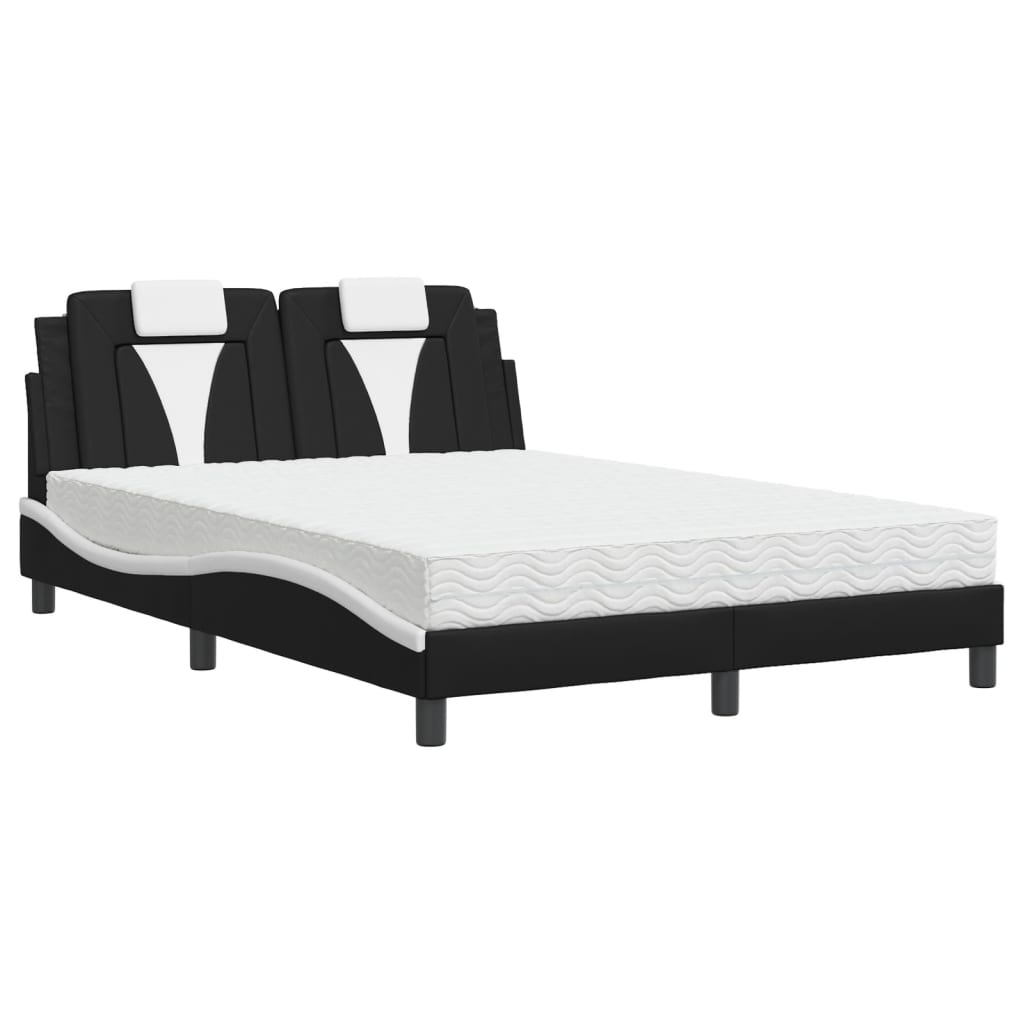 Bed "Viana" met matras kunstleer zwart en wit 140x200 cm is nu te koop bij PeponiXL, paradijselijk wonen!