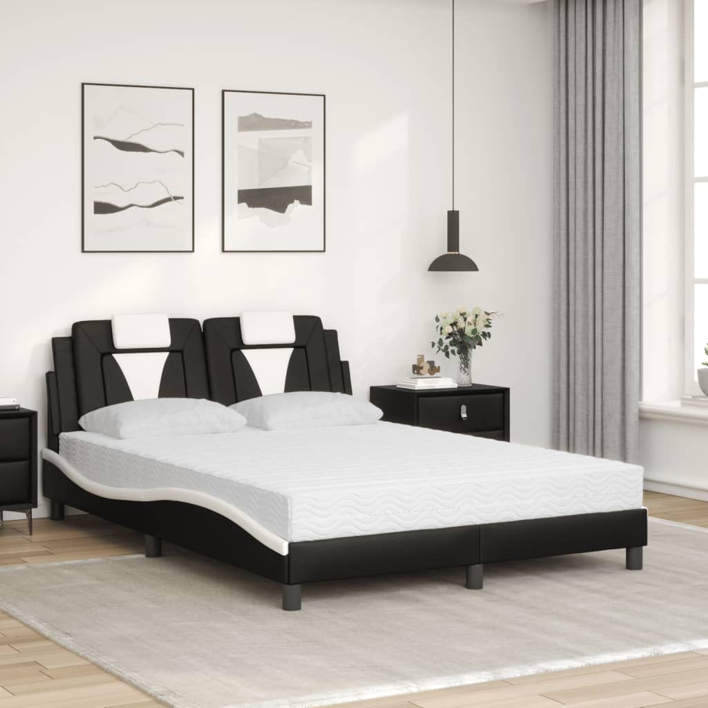 Bed "Viana" met matras kunstleer zwart en wit 140x200 cm is nu te koop bij PeponiXL, paradijselijk wonen!