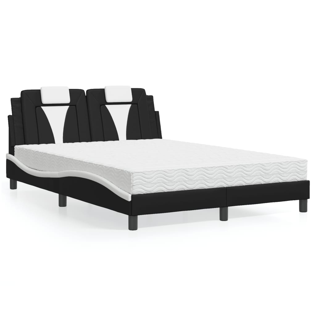 Bed "Viana" met matras kunstleer zwart en wit 140x200 cm is nu te koop bij PeponiXL, paradijselijk wonen!
