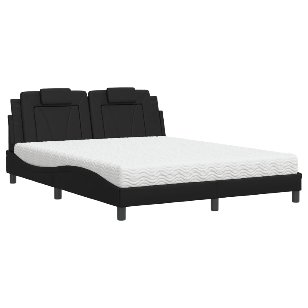 Bed "Viana" met matras kunstleer zwart 160x200 cm is nu te koop bij PeponiXL, paradijselijk wonen!