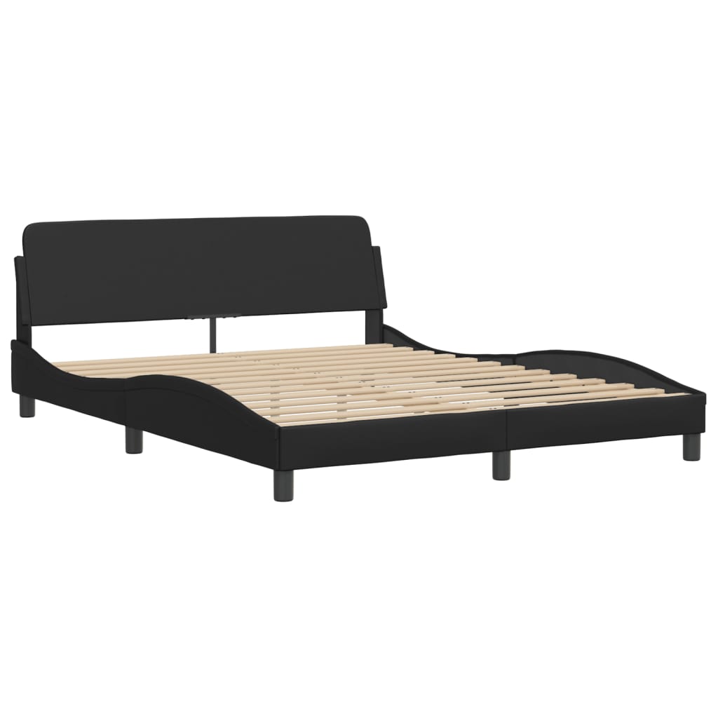 Bed "Viana" met matras kunstleer zwart 160x200 cm is nu te koop bij PeponiXL, paradijselijk wonen!