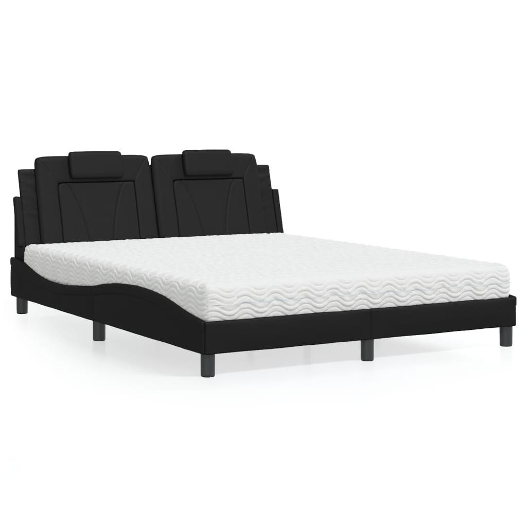 Bed "Viana" met matras kunstleer zwart 160x200 cm is nu te koop bij PeponiXL, paradijselijk wonen!