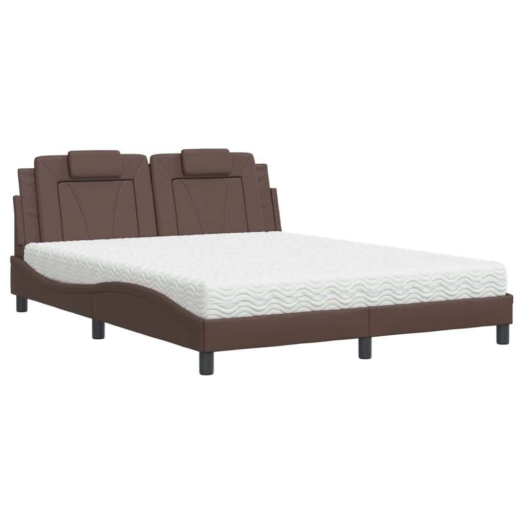 Bed "Viana" met matras kunstleer bruin 160x200 cm is nu te koop bij PeponiXL, paradijselijk wonen!